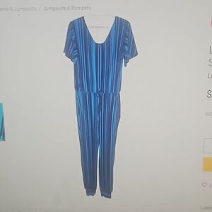 LULAROE WOMAN JUMPSUIT NAVY AND TEAL S